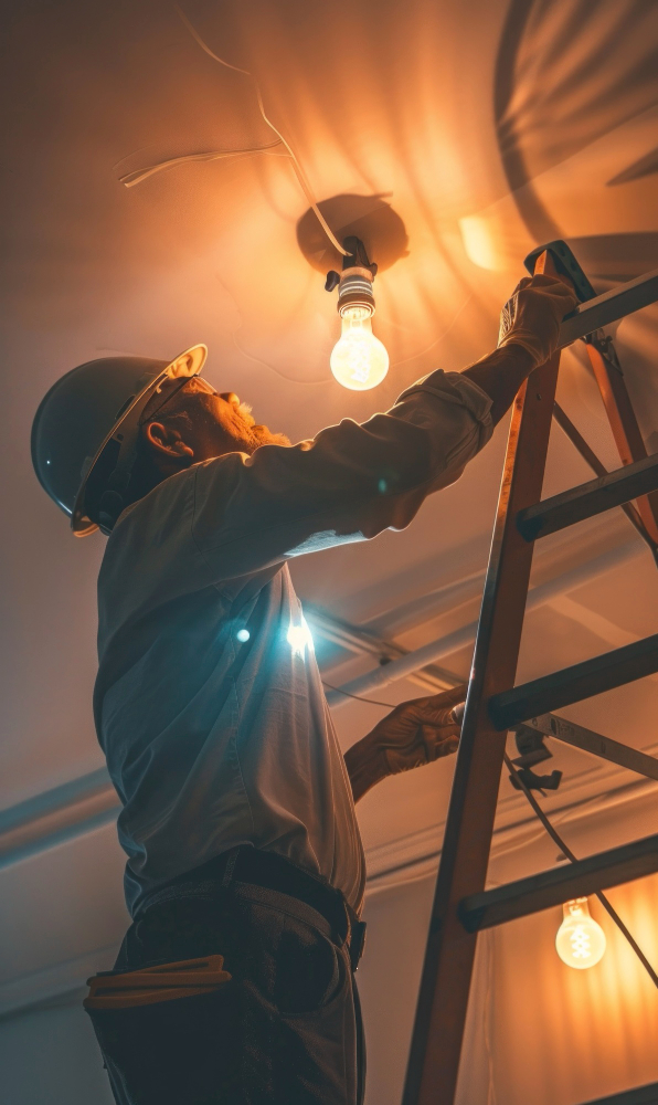 Eletricista trabalhando em obra